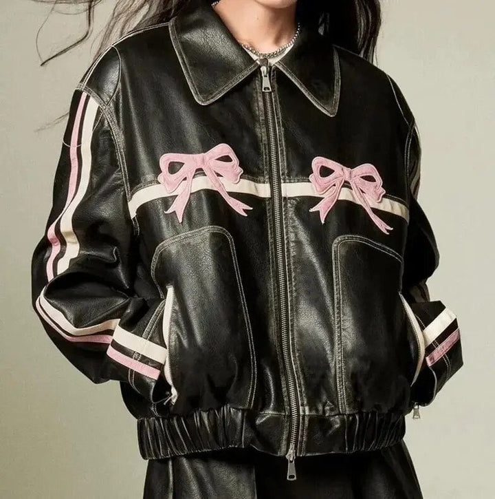 Stilla | Læderjakke med knudedetalje