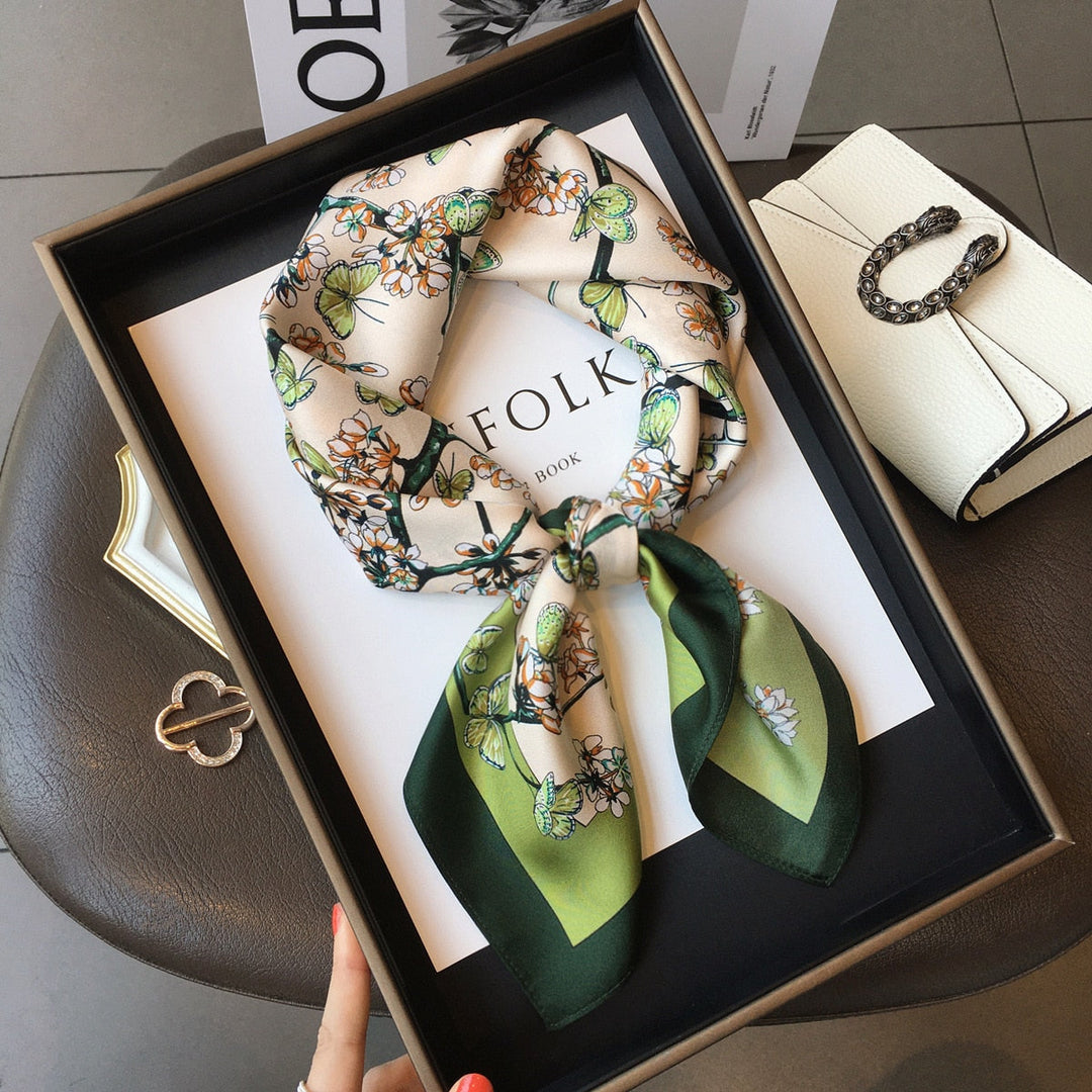 Stilla | Square 100% Silke Chic Blomst Dekoration Kvinder