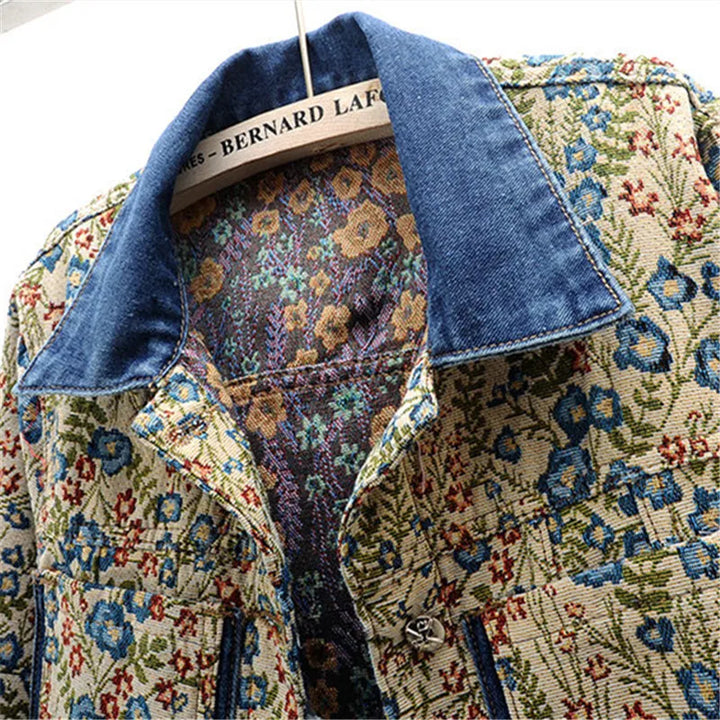 Stilla | Vintages Broderet Jeansjakke Af Jacquard Til Damer