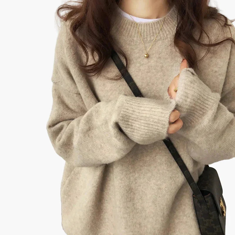 Stilla | Oversize Strikpullover Retro-Udseende Fritid Efterår Vinter