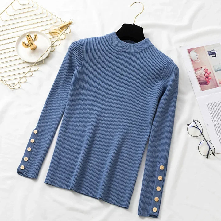 Stilla | Pullover Af Grov Maskevarer Med Knapper Til Kvinder