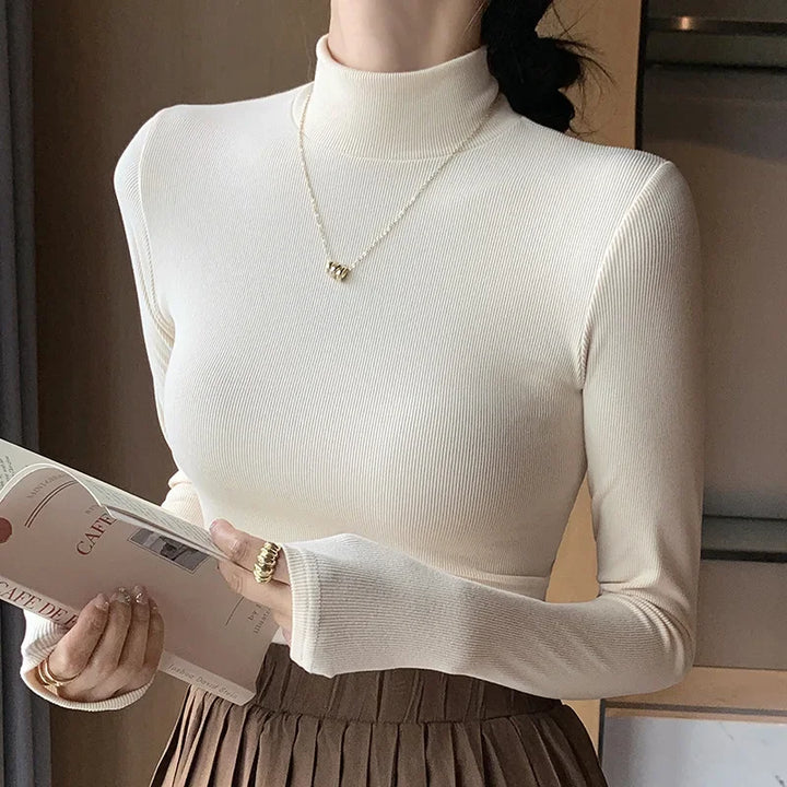 Stilla | Rullekrave sweater med leopardmønster
