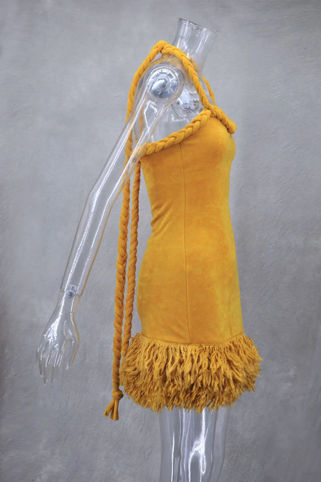 Stilla | Orange Flettet Fuzzy Trim Kjole