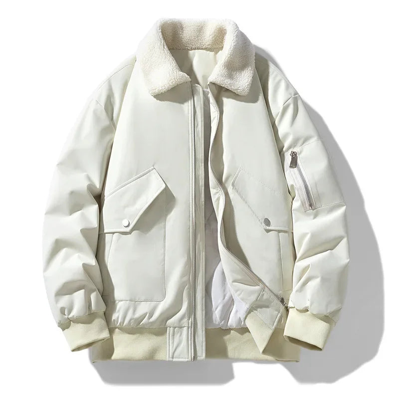 Stilla | Vinter Bomberjakke med Modest Lamb Pels Krave - Casual Stil til Kolde Dage