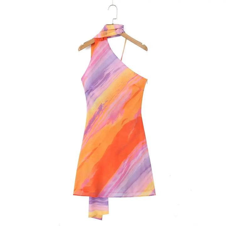 Stilla | En Skulder Orange Gradient Kjole