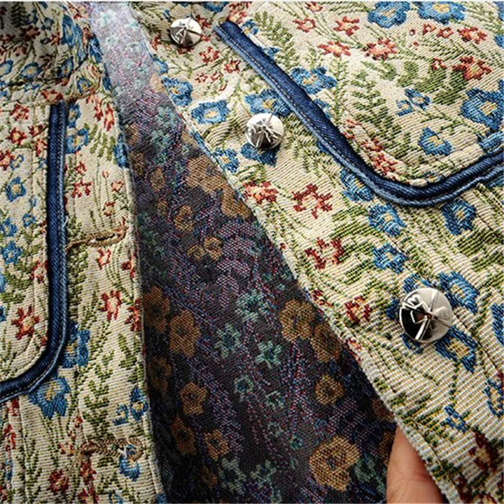 Stilla | Vintages Broderet Jeansjakke Af Jacquard Til Damer