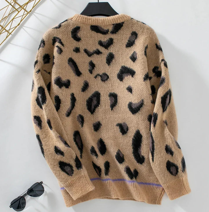 Stilla | Jacquard-uld Sweater Med Leopardmønster