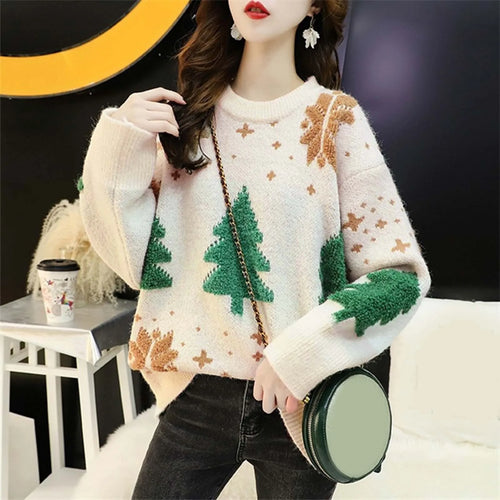 Stilla | Varm Striktrøje Med Juletrætryk Til Kvinder