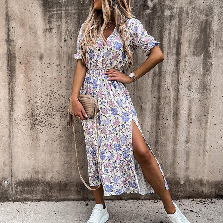 Stilla | Blomsterprint Kjole Med Slidser
