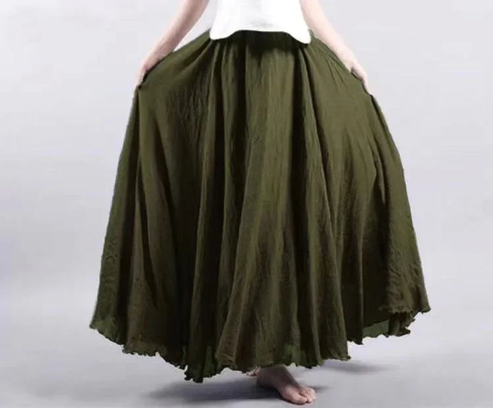 Stilla | Mode Bomulds Linned Tøj Kvinder Nederdele Maxi Y2k Elegant Strand Saia Ropa Mujer Afslappet Kjole Boho Lang Nederdel Faldas Harajuku