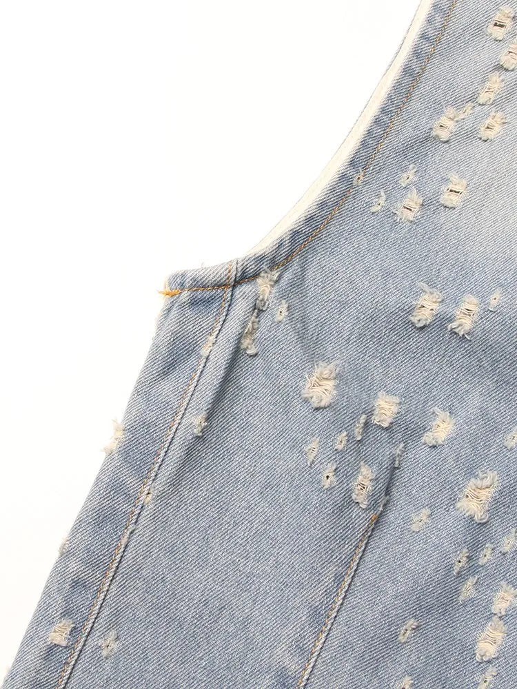 Stilla | Distressed Denim A-line Kjole