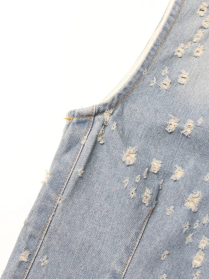 Stilla | Distressed Denim A-line Kjole