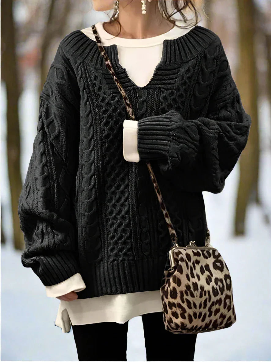 Stilla | Uld Kabelstrikpullover Overstørrelse Strikpullover