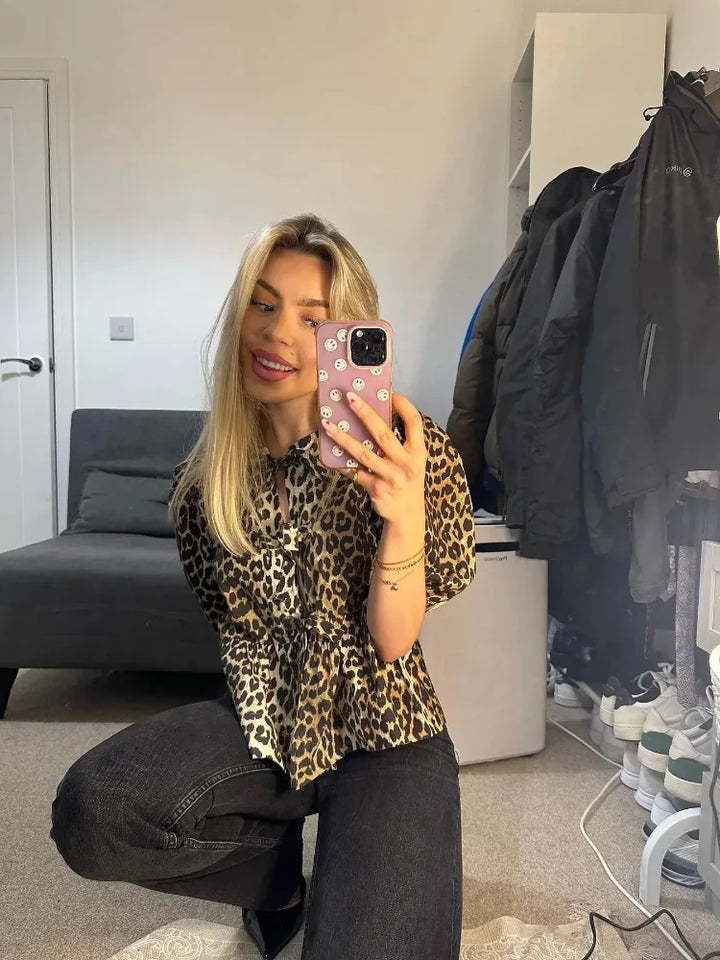Stilla | Sløjfe Leopard Print Dame Top