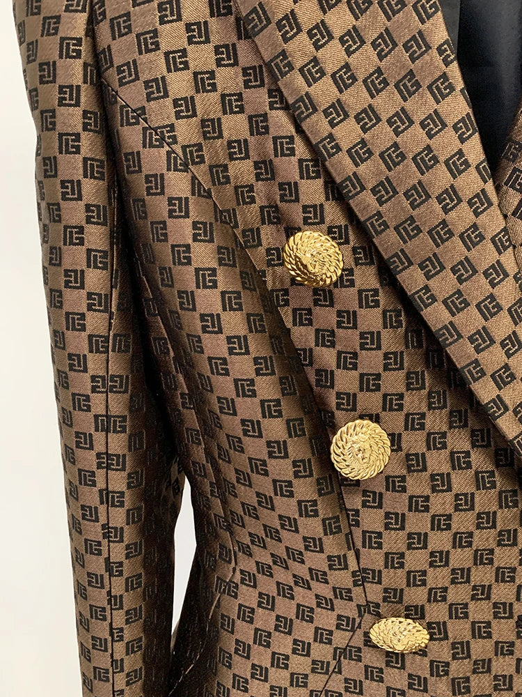 Stilla | Blazer med dobbelt knaplukning i monogram jacquard