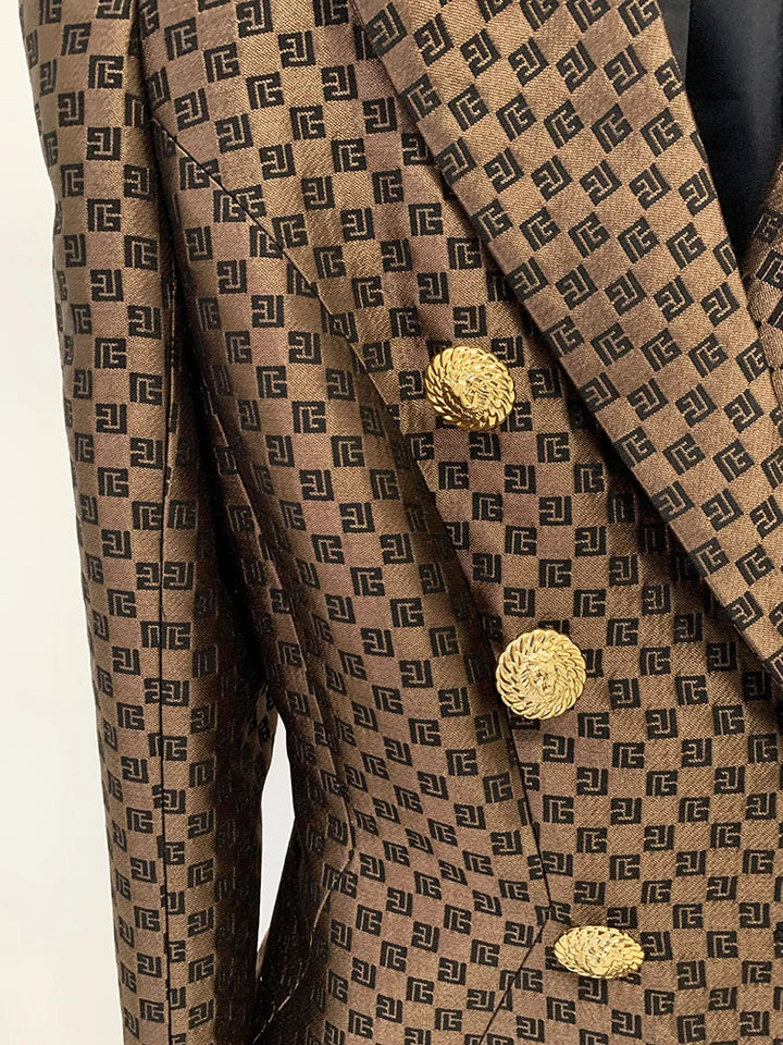 Stilla | Blazer med dobbelt knaplukning i monogram jacquard