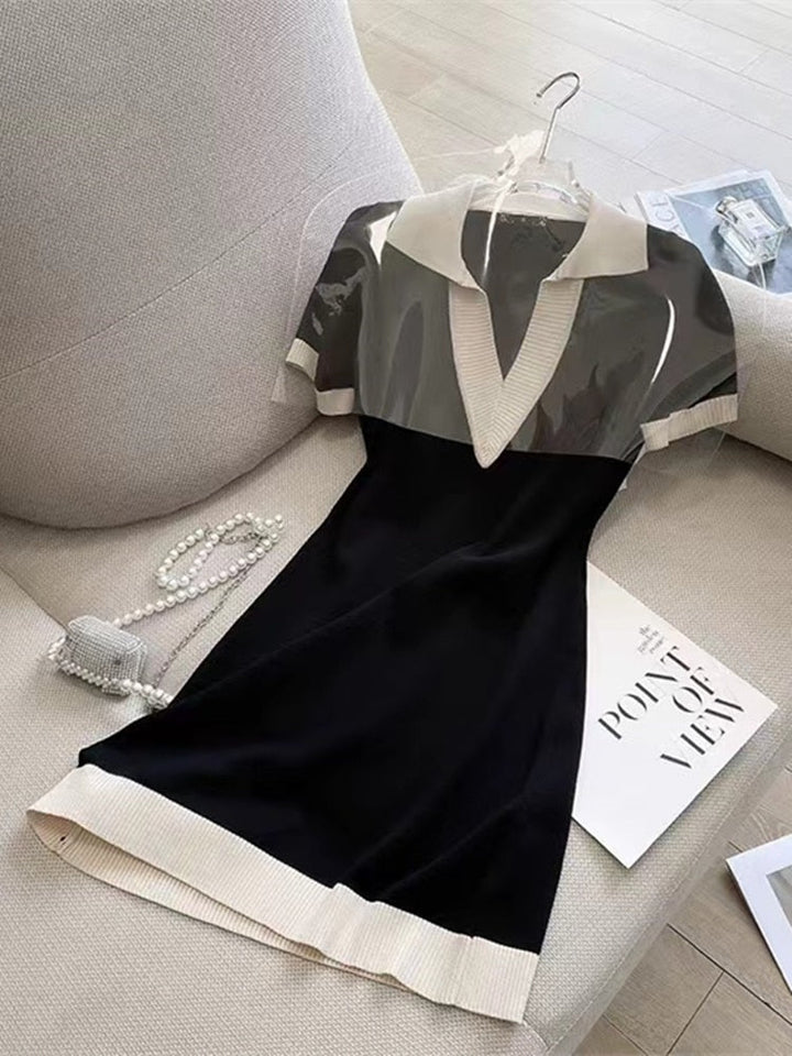 Stilla | Monokrom Kontrast Polyester Kjole