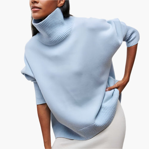 Stilla | Strik med Rullekrave og Voluminøse Ærmer - Elegant Stil til Hverdag og Kontor