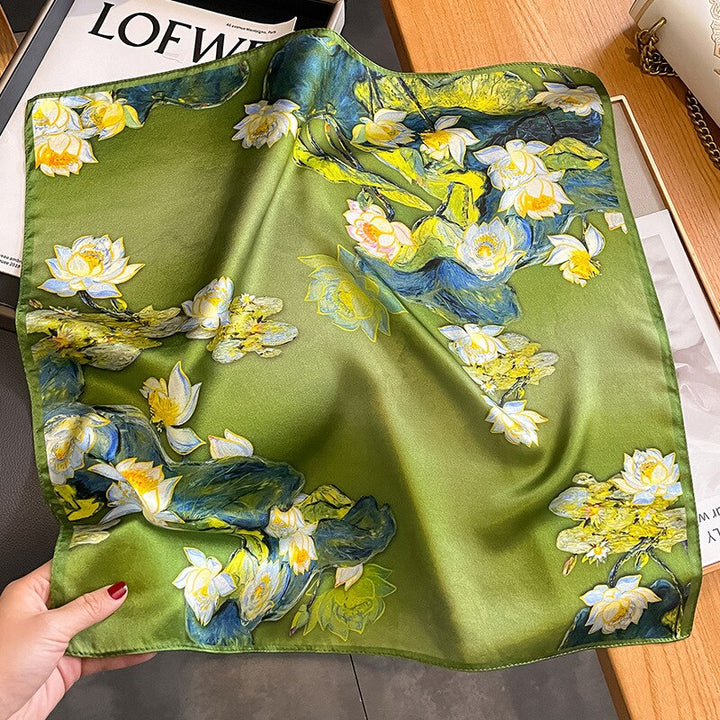 Stilla | 100% Silke Firkantet Chic Blomst Dekoration Til Kvinder