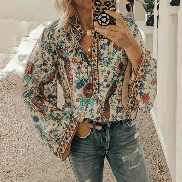 Stilla | Bluse med bøhmisk blomsterdesign