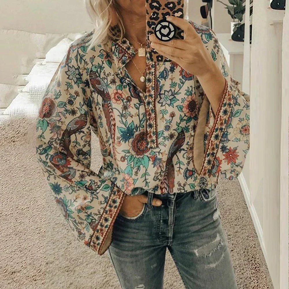 Stilla | Bluse Bohème Med Blomsterprint