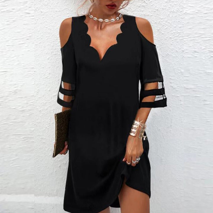 Stilla | Sexy Bodycon Off Shoulder V-hals Mini Kjole