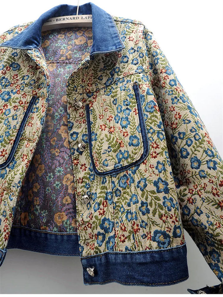 Stilla | Vintages Broderet Jeansjakke Af Jacquard Til Damer