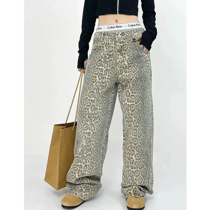 Stilla | Retro Leopardmønster Bukser Design