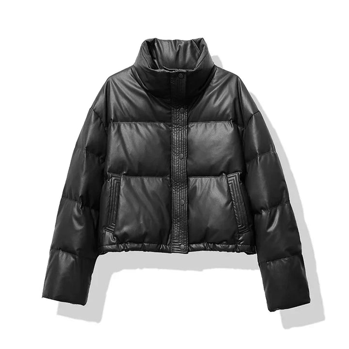 Stilla | Dame Cropped Skinnende Pufferjakke