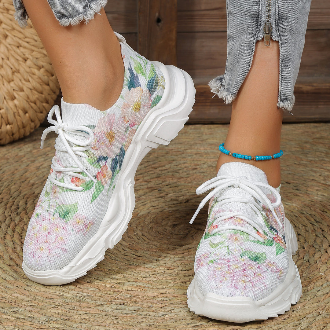 Stilla | Sneakers Med Blomsterprint Og Snørebåndslukning