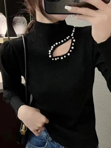 Stilla | Fin Rullekravepullover Med Perler