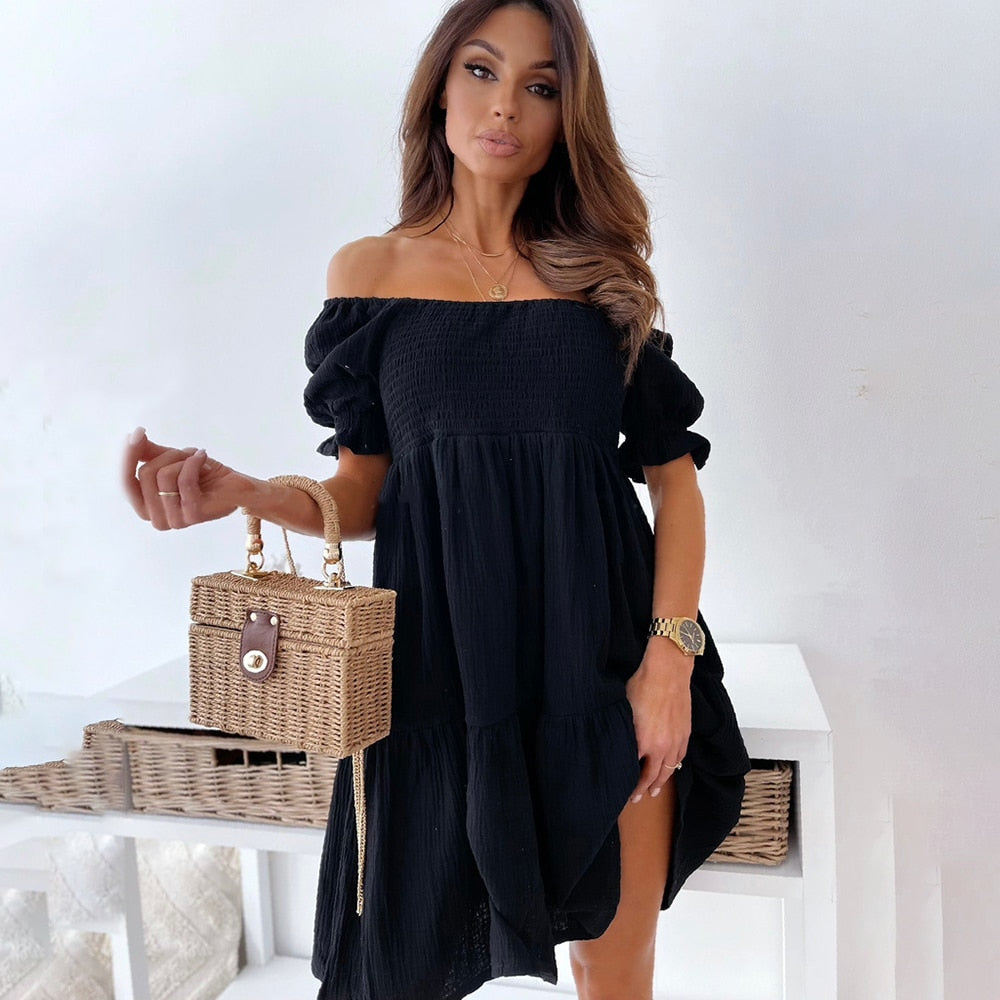Stilla | Elegant Sommerkjole Med Skulderfri Stropper