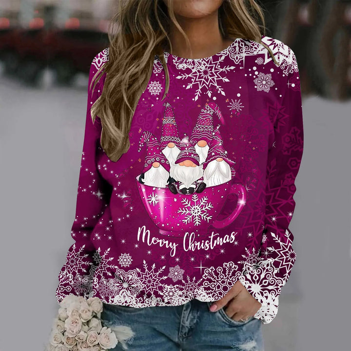 Stilla | Varmer Rundhalset Pullover Med Merry Tryk Til Kvinder