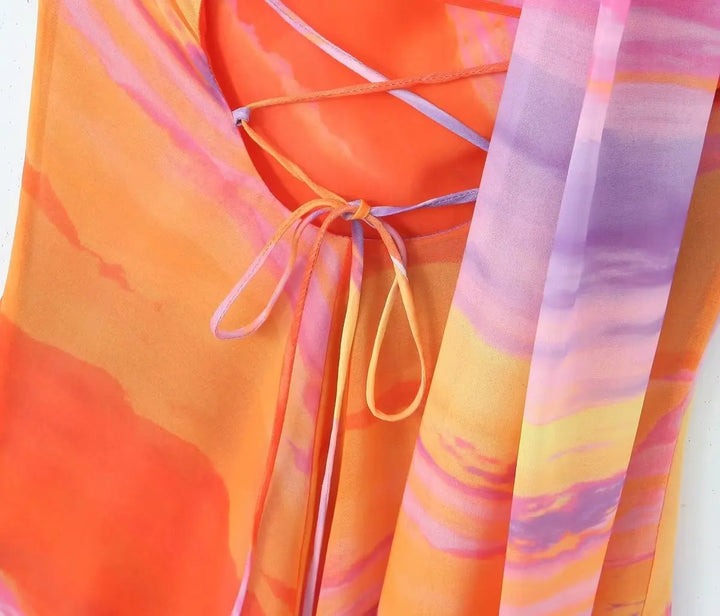 Stilla | En Skulder Orange Gradient Kjole