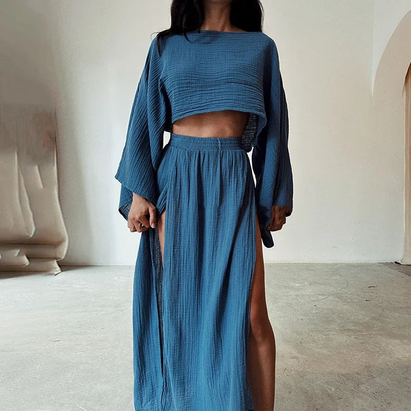 Stilla | Elegant To-delt Outfit Med Høj Slids