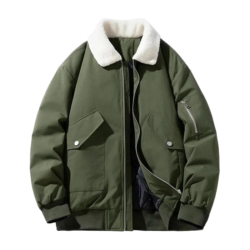 Stilla | Vinter Bomberjakke med Modest Lamb Pels Krave - Casual Stil til Kolde Dage