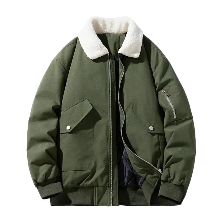 Stilla | Vinter Bomberjakke med Modest Lamb Pels Krave - Casual Stil til Kolde Dage