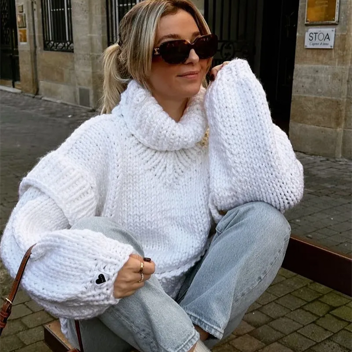 Stilla | Oversized rullekrave sweater med lange ærmer
