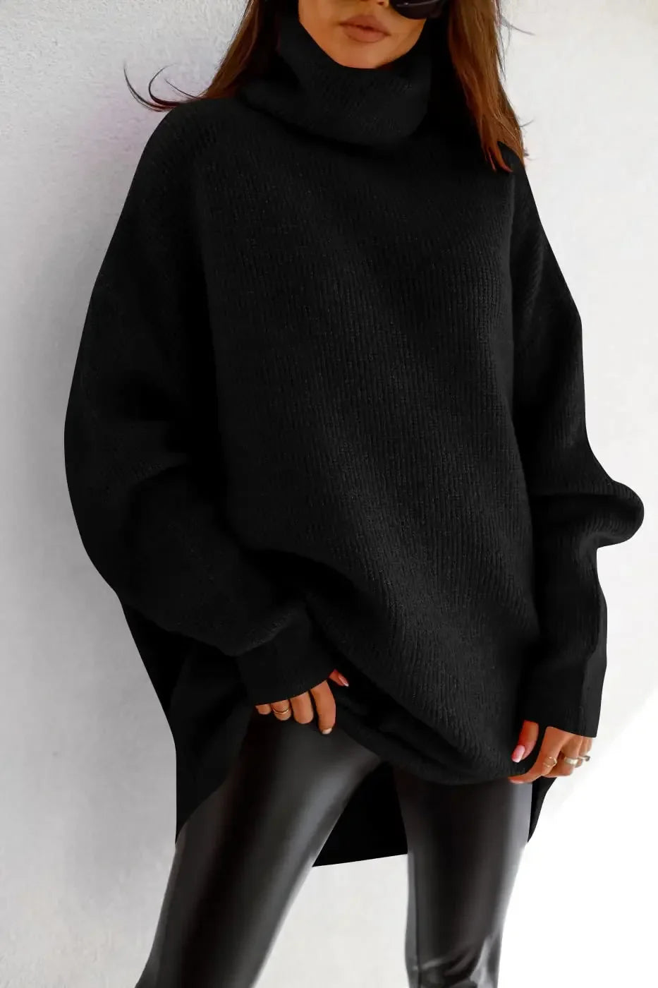 Stilla | Oversize Sweater Med Høj Krave Og Vide Ærmer