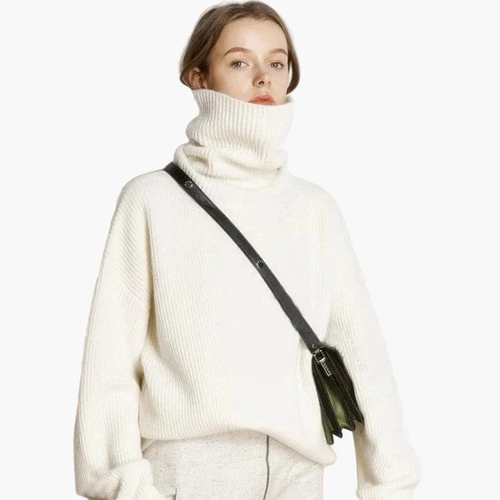 Stilla | Rullekrave Sweater Oversized Stil til Fritid og Kontor