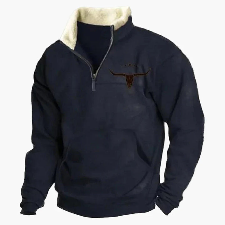 Stilla | Vintage Western Half-Zip Pullover med Etnisk Mønster til Udendørs og Fritid