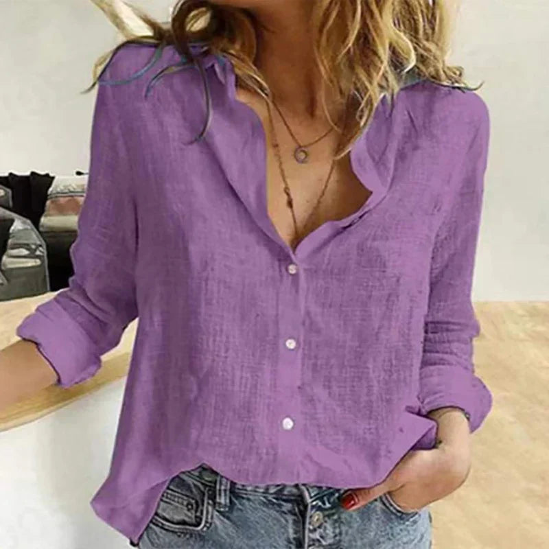 Stilla | Elegant, Casual Dame Langærmet Shirt Af Bomuld Og Linned