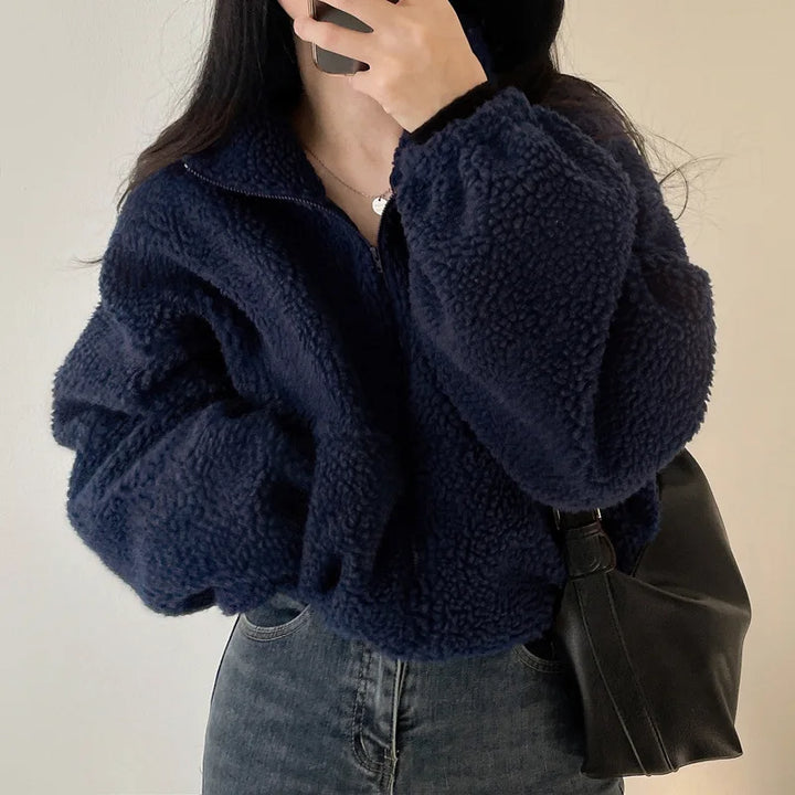 Stilla | Fleece-trøje med lynlås og krave