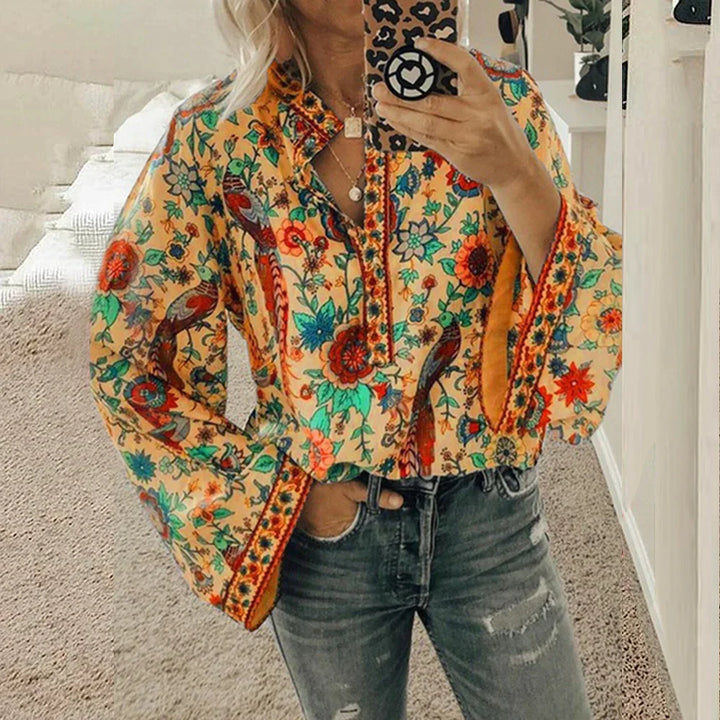 Stilla | Bluse med bøhmisk blomsterdesign