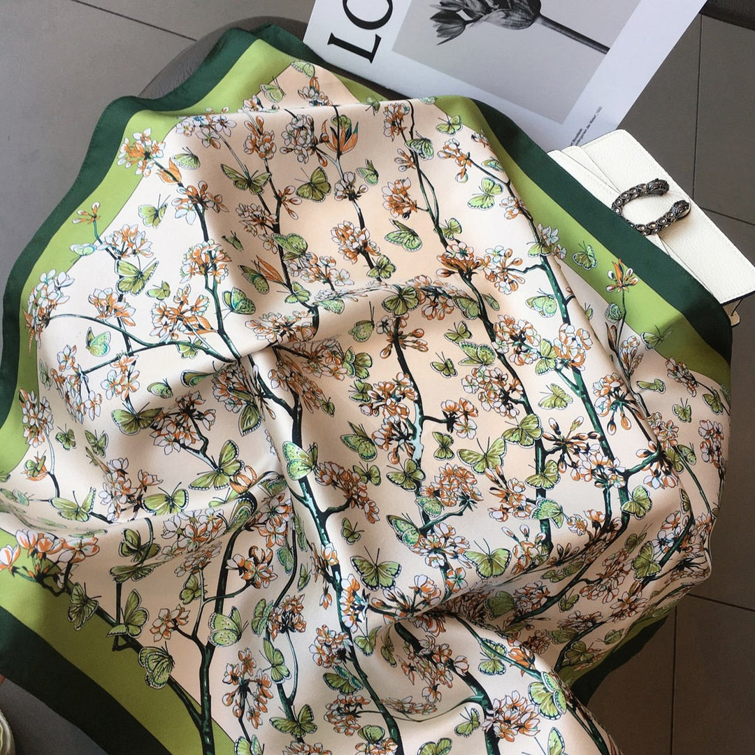 Stilla | Square 100% Silke Chic Blomst Dekoration Kvinder