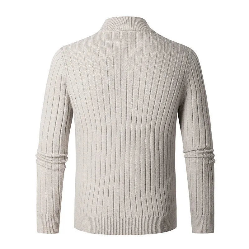 Stilla | Striktrøje med Ståkrave og Halv Lynlås - Elegant Fritids- og Forretningslook