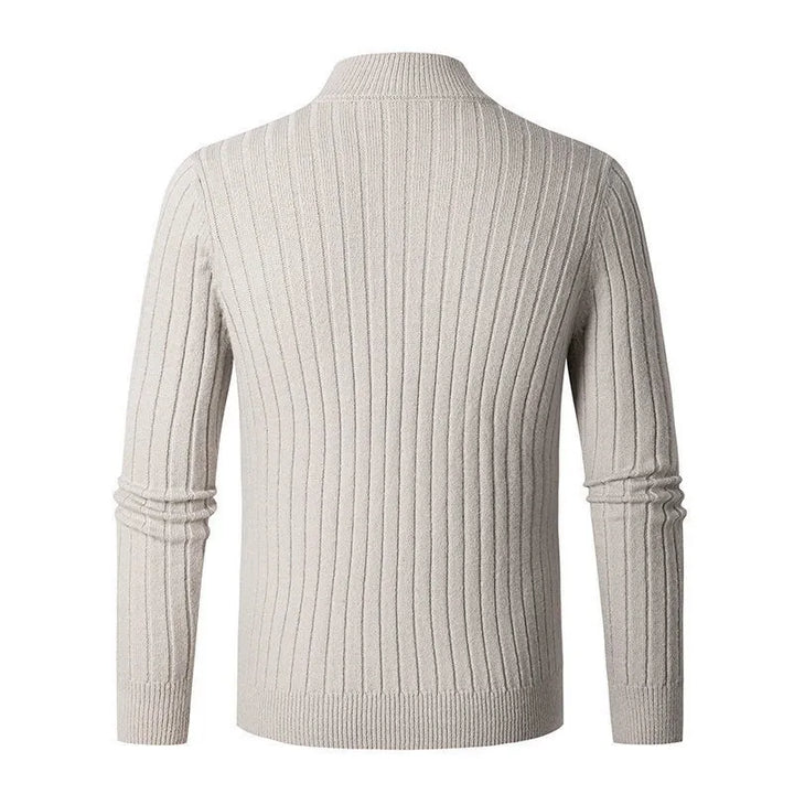 Stilla | Striktrøje med Ståkrave og Halv Lynlås - Elegant Fritids- og Forretningslook
