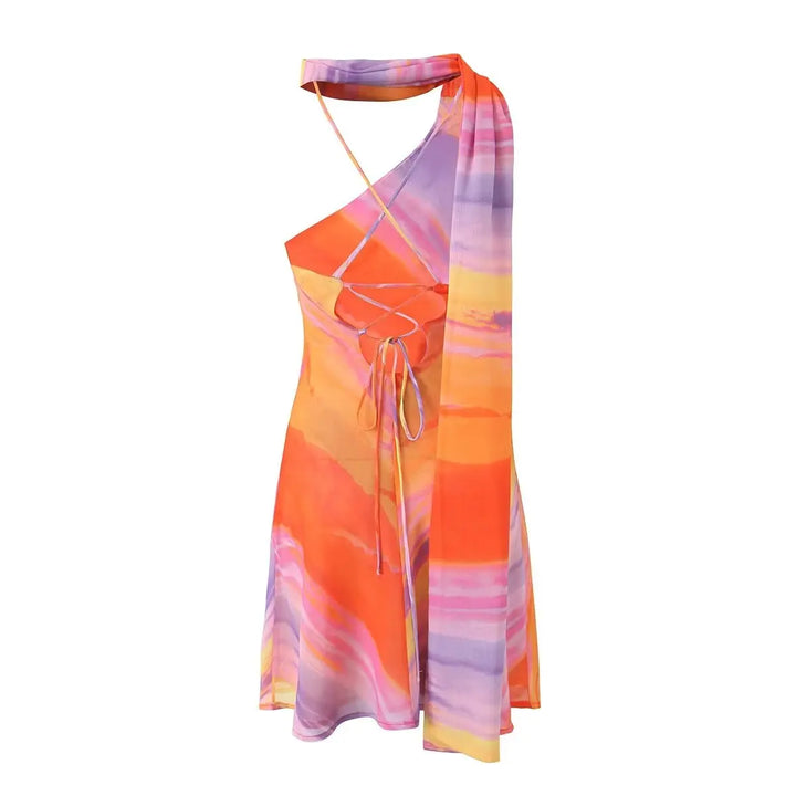 Stilla | En Skulder Orange Gradient Kjole