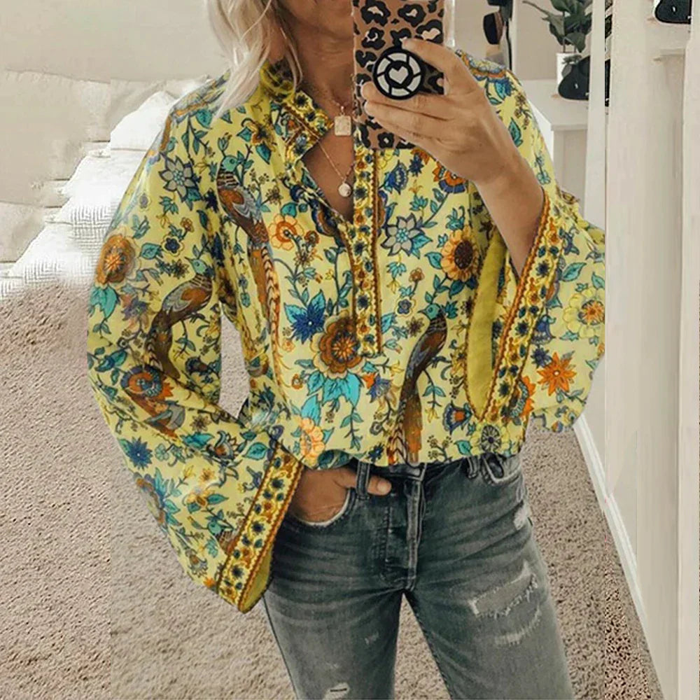 Stilla | Bluse med bøhmisk blomsterdesign
