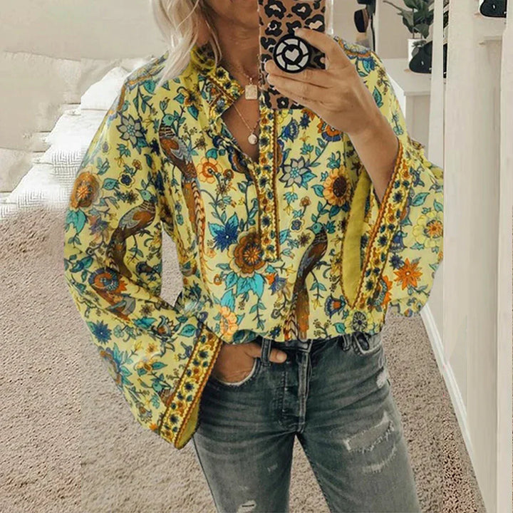 Stilla | Bluse med bøhmisk blomsterdesign
